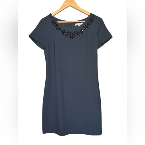 Banana Republic Navy Embellished Jeweled Bedazzled Short sleeve Dress Size 4 - Picture 1 of 7